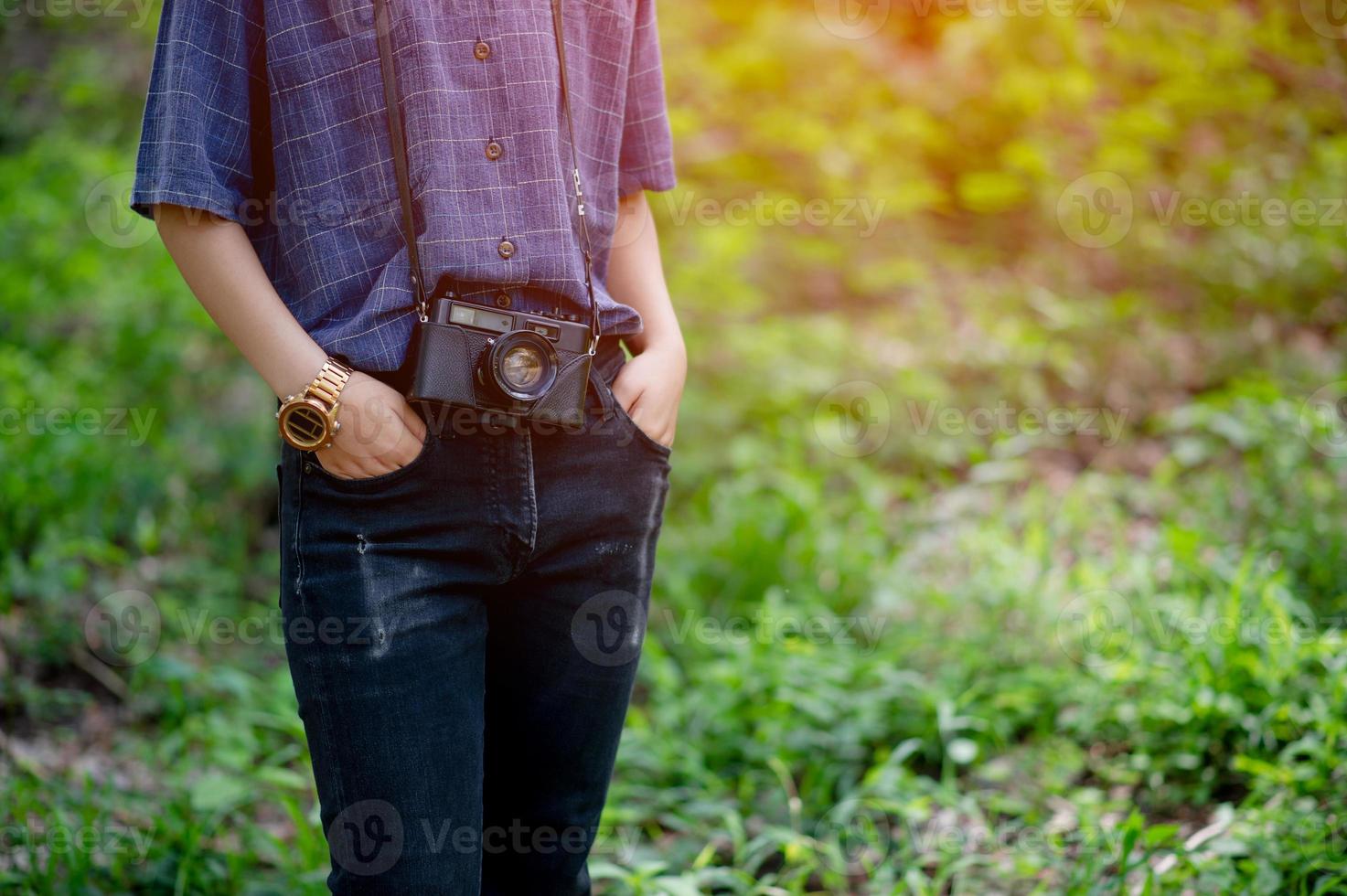 die frau und seine geliebte kamera reisekonzeptfotografie foto