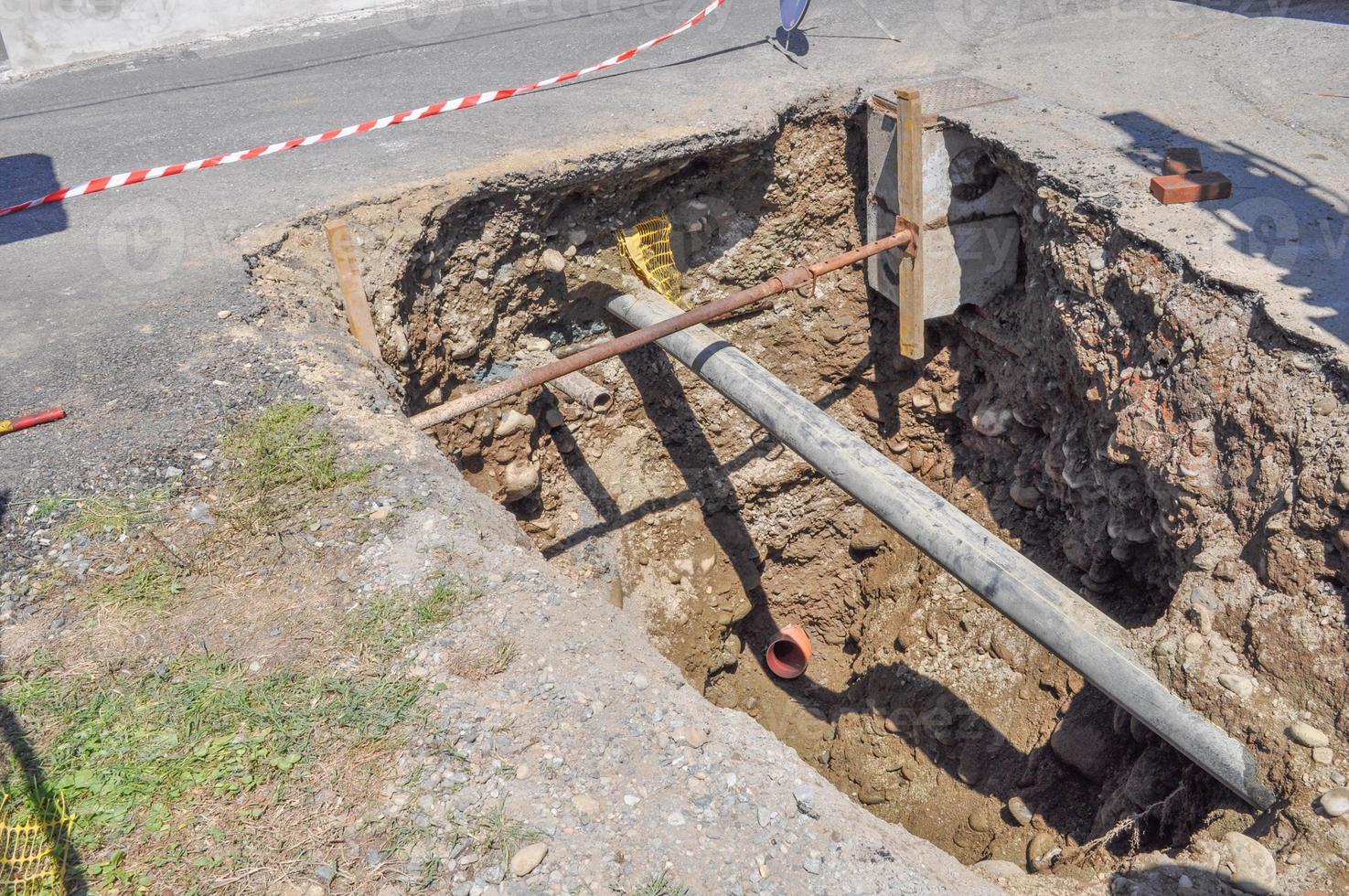 Straßenbauarbeiten sitzen foto