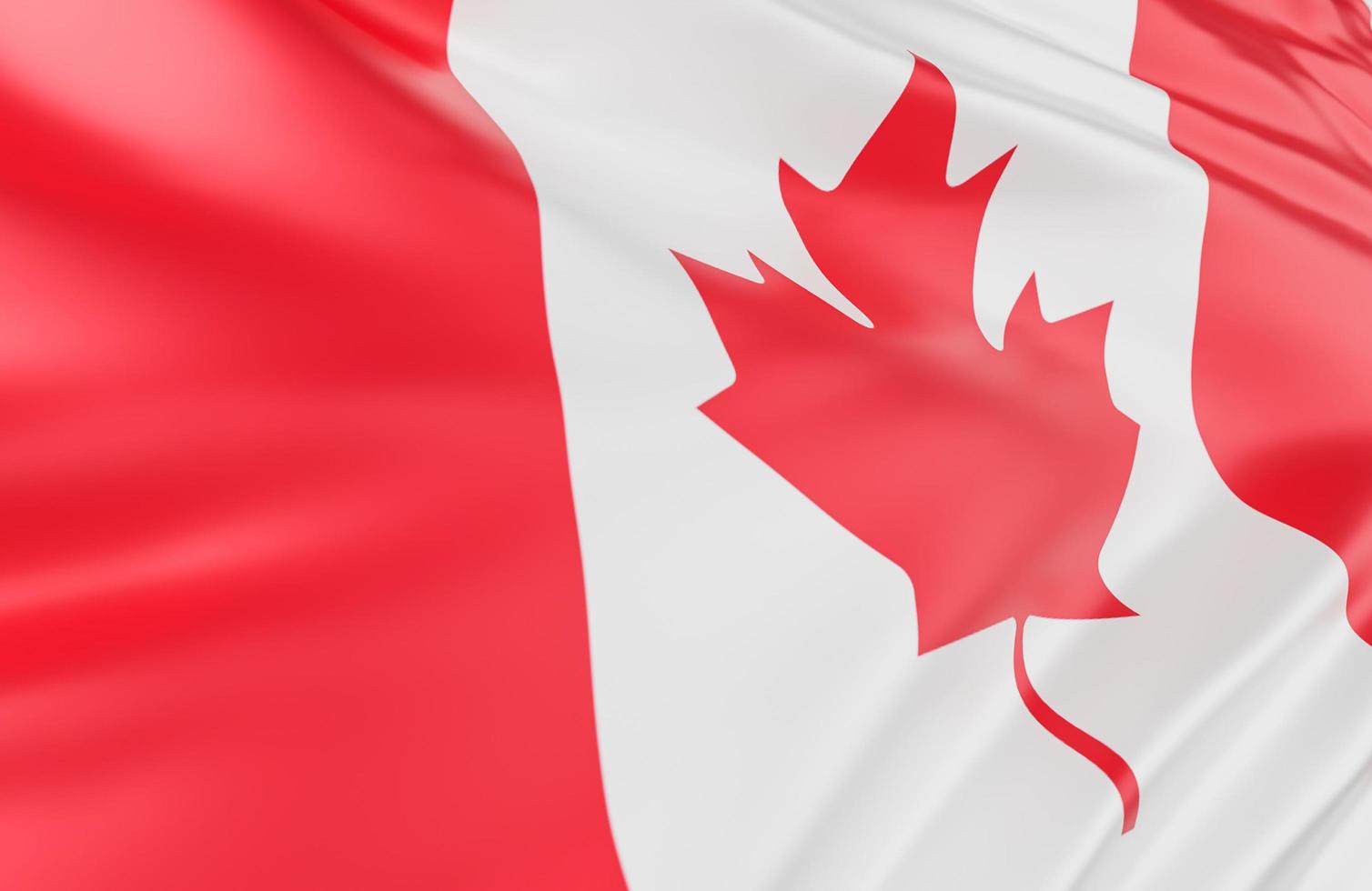schöne kanada-flaggenwelle nah oben auf fahnenhintergrund mit kopierraum.,3d-modell und illustration. foto