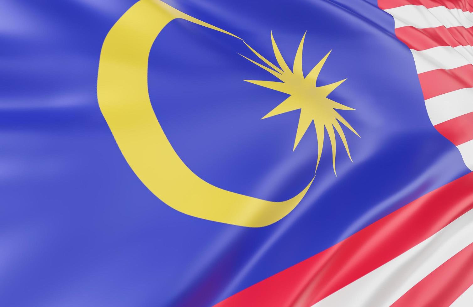 schöne malaysia-flaggenwelle nah oben auf fahnenhintergrund mit kopierraum.,3d-modell und illustration. foto