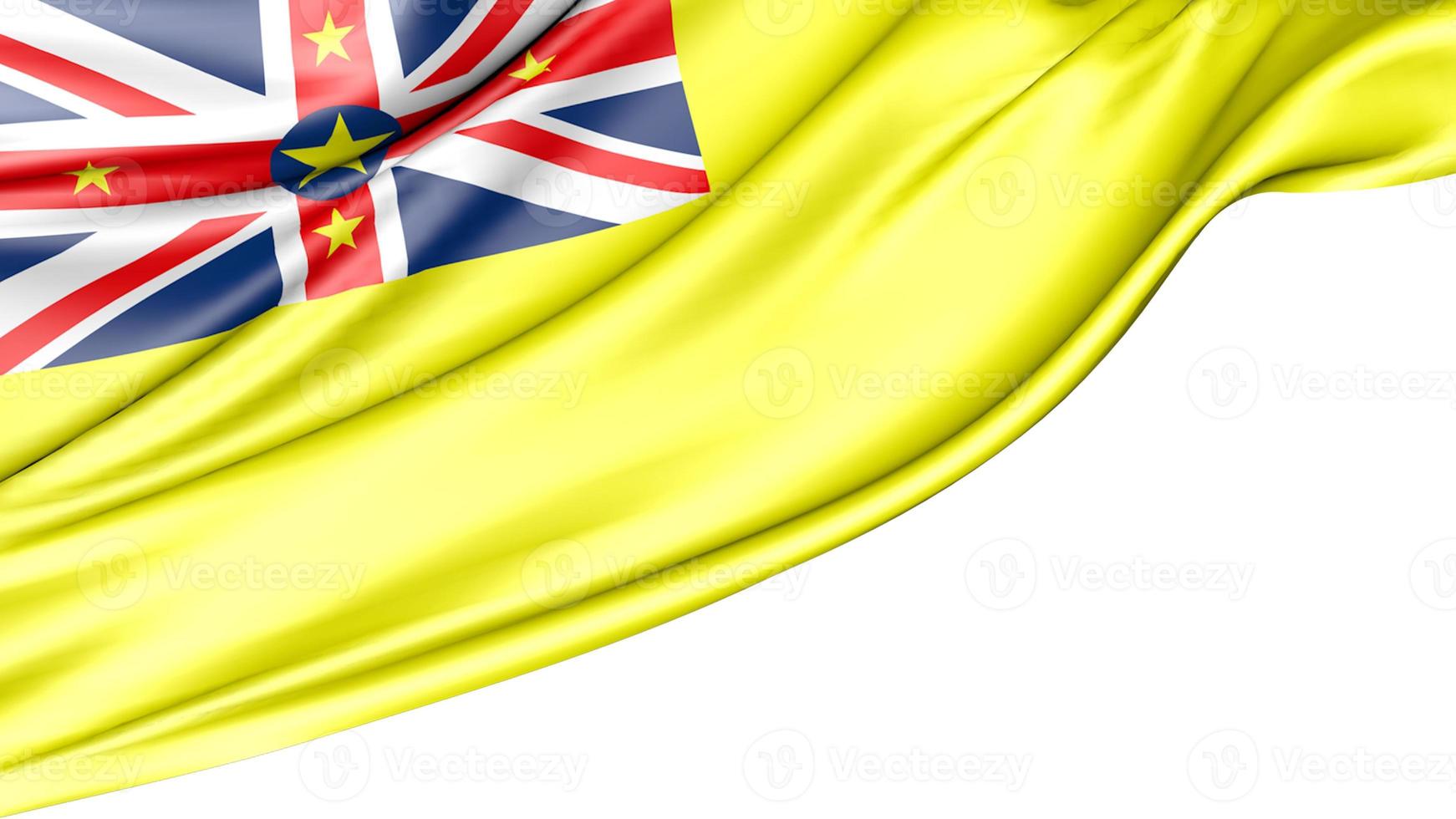 Niue-Flagge isoliert auf weißem Hintergrund, 3D-Darstellung foto