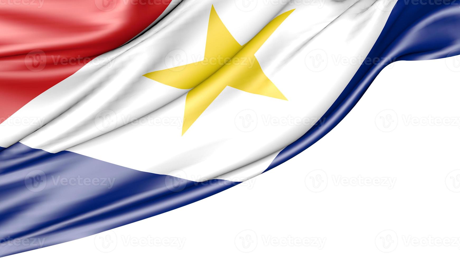 Saba-Flagge isoliert auf weißem Hintergrund, 3D-Darstellung foto