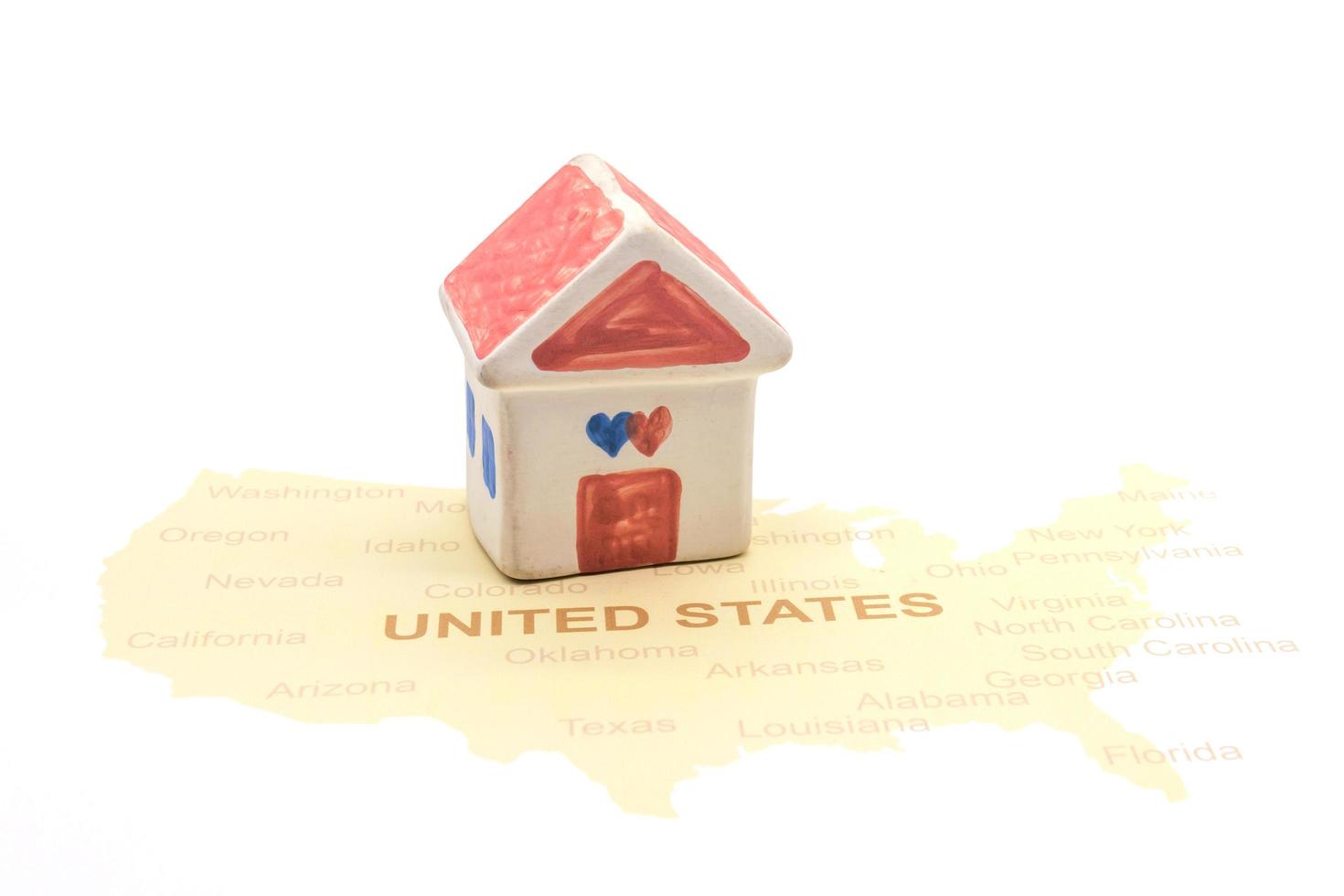 Haus auf einer amerikanischen Karte. Business-Haus-Konzept foto