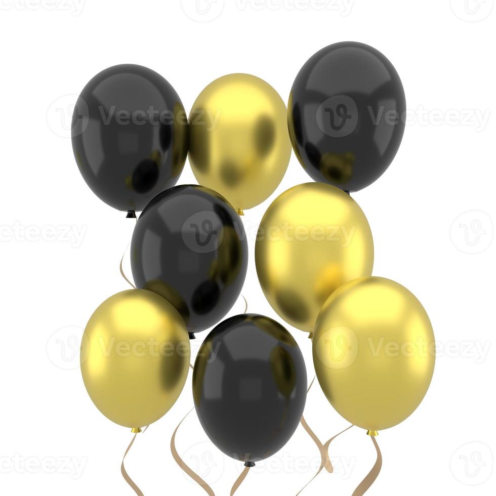 bunte Luftballons fliegen für Geburtstagsfeiern und Feiern. 3D-Render für Geburtstag, Party, Banner. foto