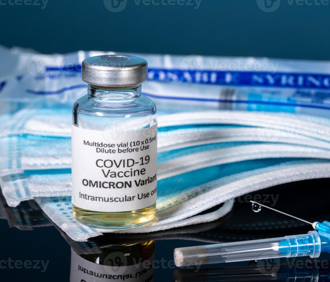 nahaufnahme der flasche mit neuem covid-19-impfstoff für die omicron-variante foto