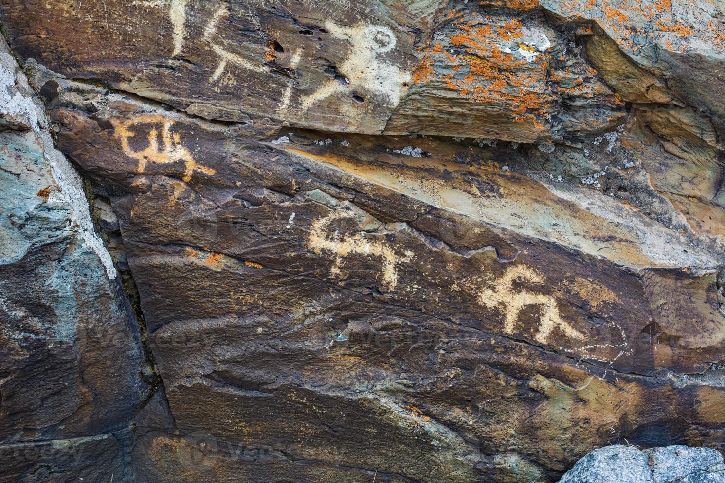 Jagdszenen prähistorische Petroglyphen foto