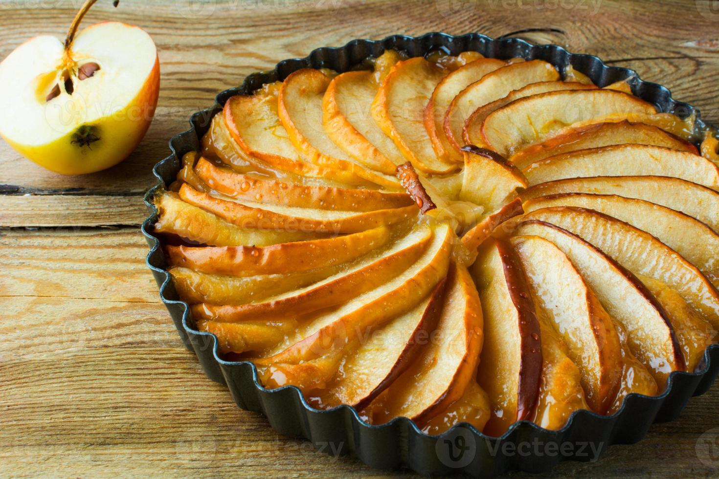 hausgemachter Apfelkuchen aus nächster Nähe foto