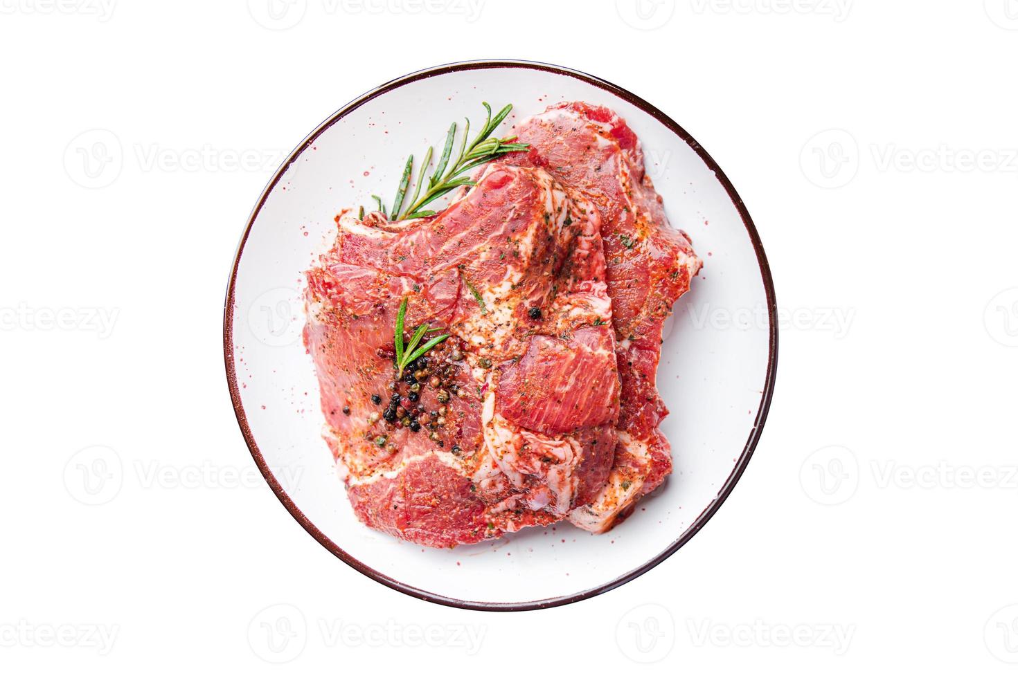 Schweinefleisch rohes Steak Fleisch Rindfleisch frische Mahlzeit Essen Diät Snack auf dem Tisch Kopie Raum Essen Hintergrund foto