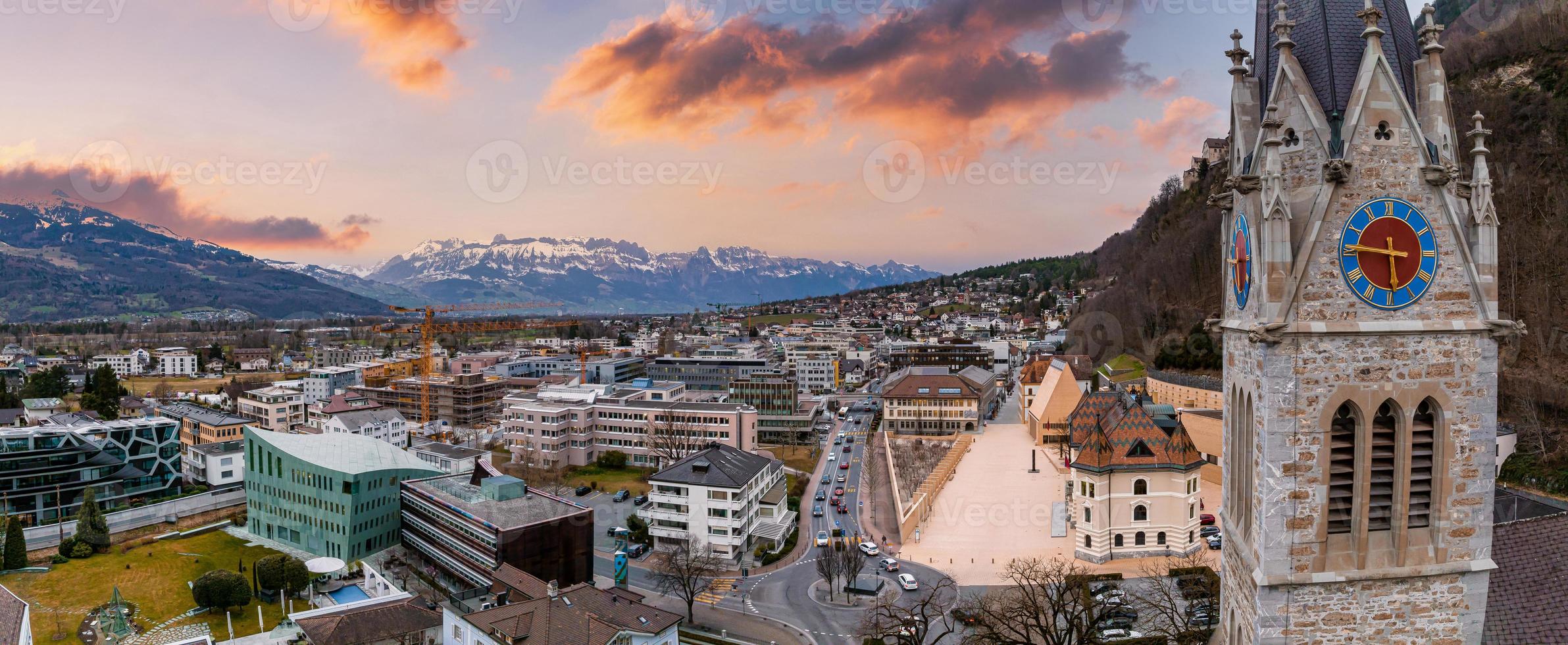 Luftaufnahme der Kathedrale von st. Gulden in Vaduz, Liechtenstein. foto
