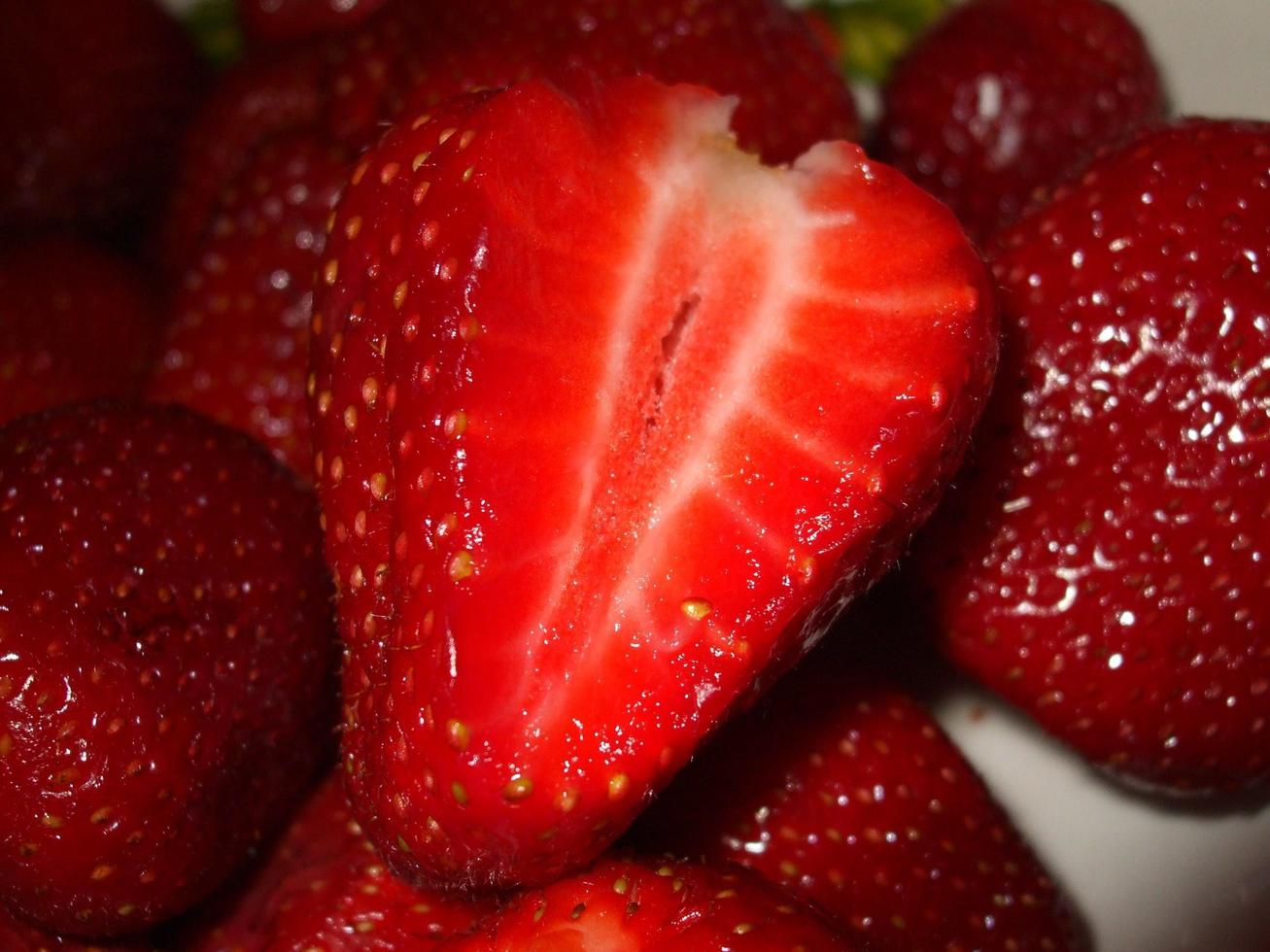 Erdbeer-Nahaufnahme. Sommer Beeren. foto