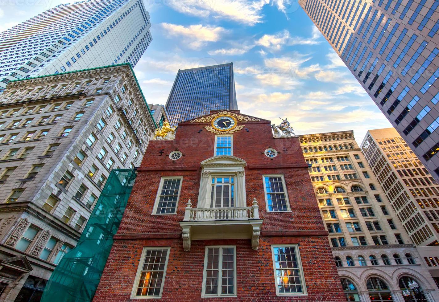 Massachusetts Old State House im historischen Stadtzentrum von Boston, in der Nähe des Wahrzeichens Beacon Hill und des Freedom Trail foto