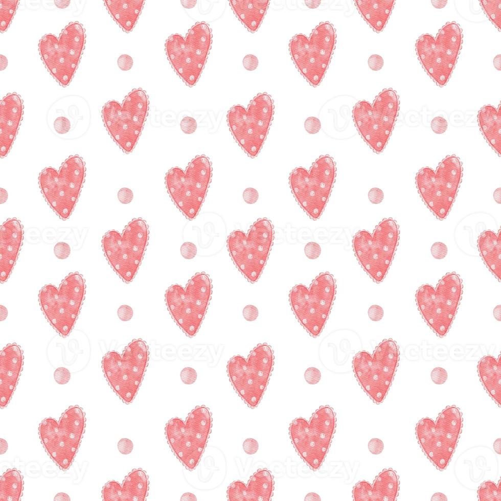 Aquarell Musterdesign mit rosa Herzen und Punkten foto