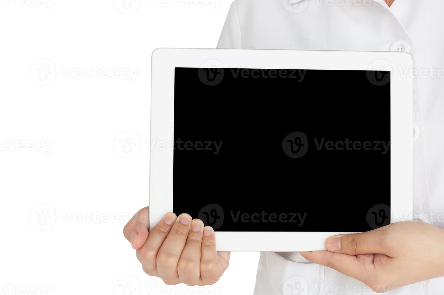 Apotheker zeigt Tablet-Computer foto