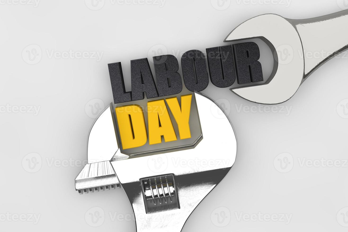 Happy Labor Day Schraubenschlüssel Handwerkzeug. 3D-Rendering foto