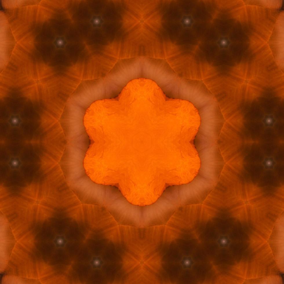 orange abstrakter quadratischer Hintergrund. Kaleidoskopmuster der Wüste. freier Hintergrund. foto