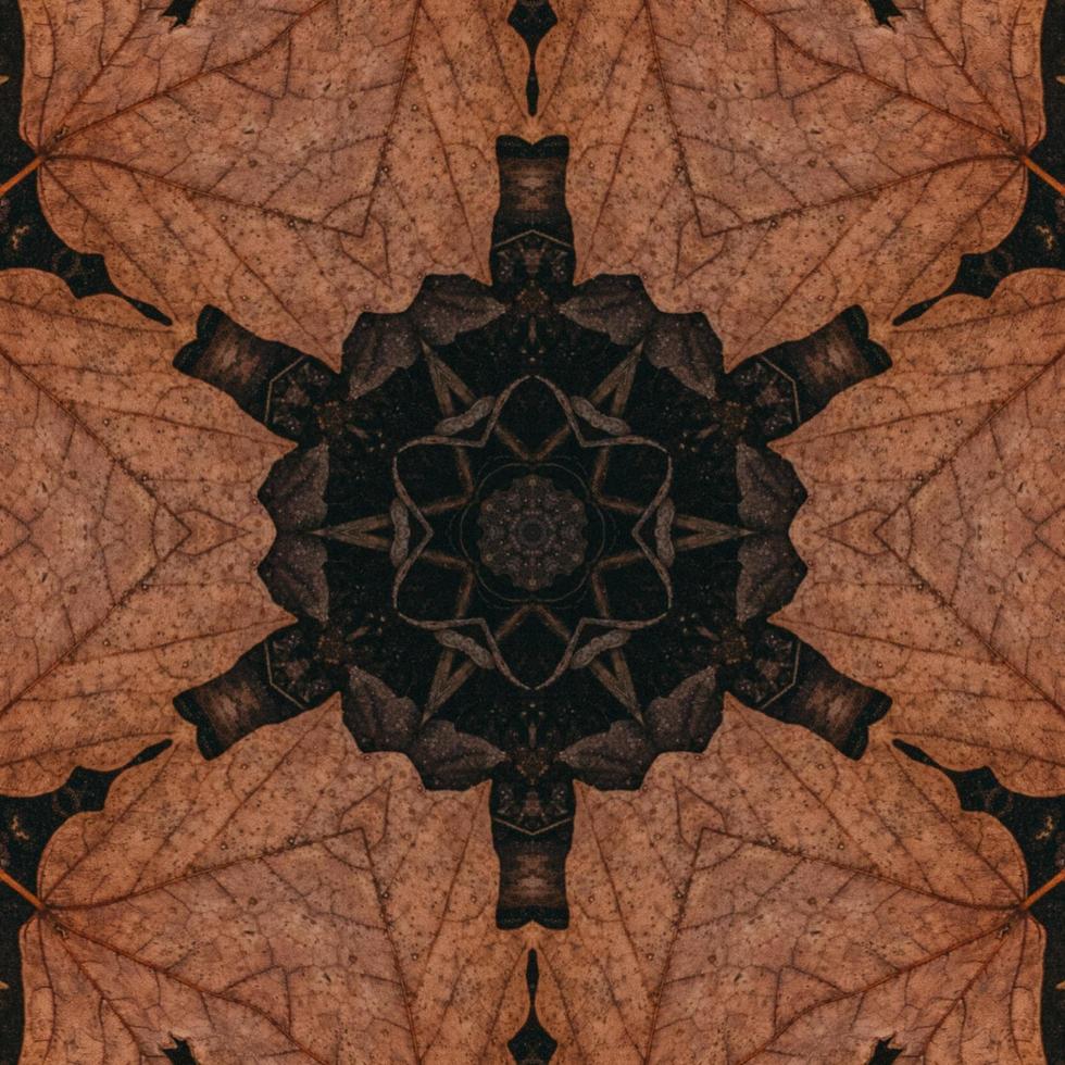 brauner abstrakter hintergrund. Kaleidoskopmuster aus Holz. kostenloses Foto. foto