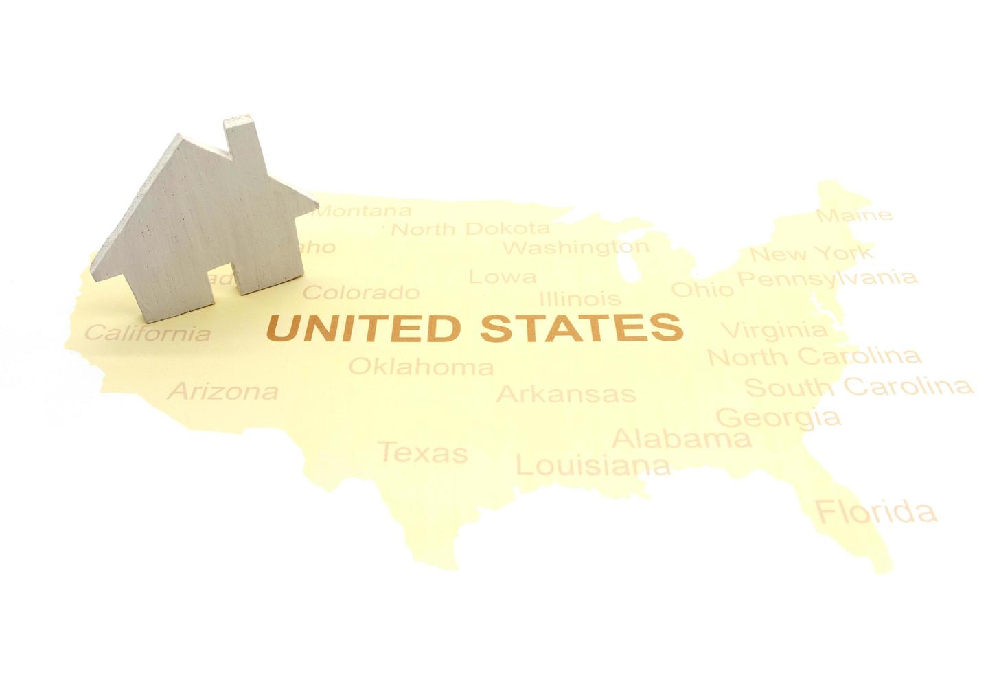 Haus auf einer amerikanischen Karte. Business-Haus-Konzept foto