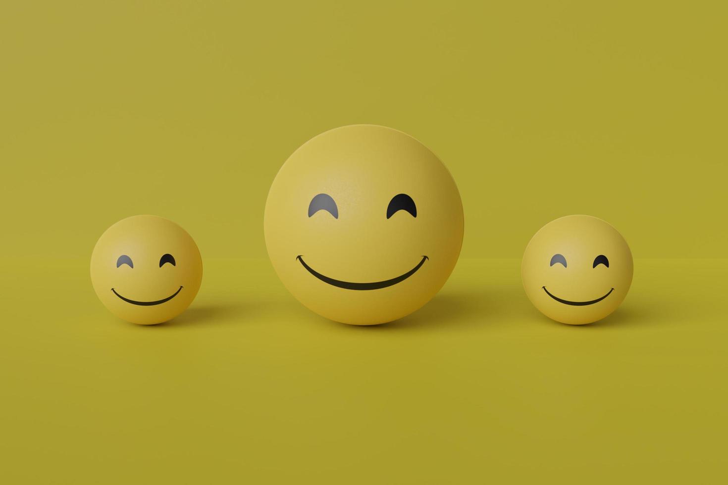 Lächeln Emoji mit gelbem Hintergrund 3D-Rendering foto