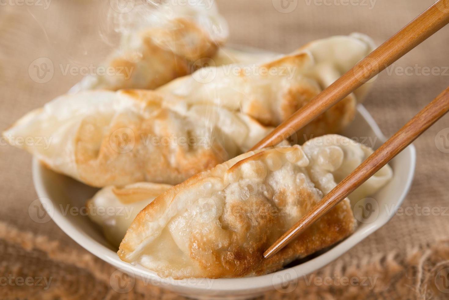 berühmte asiatische Mahlzeit Pfanne gebratene Knödel foto