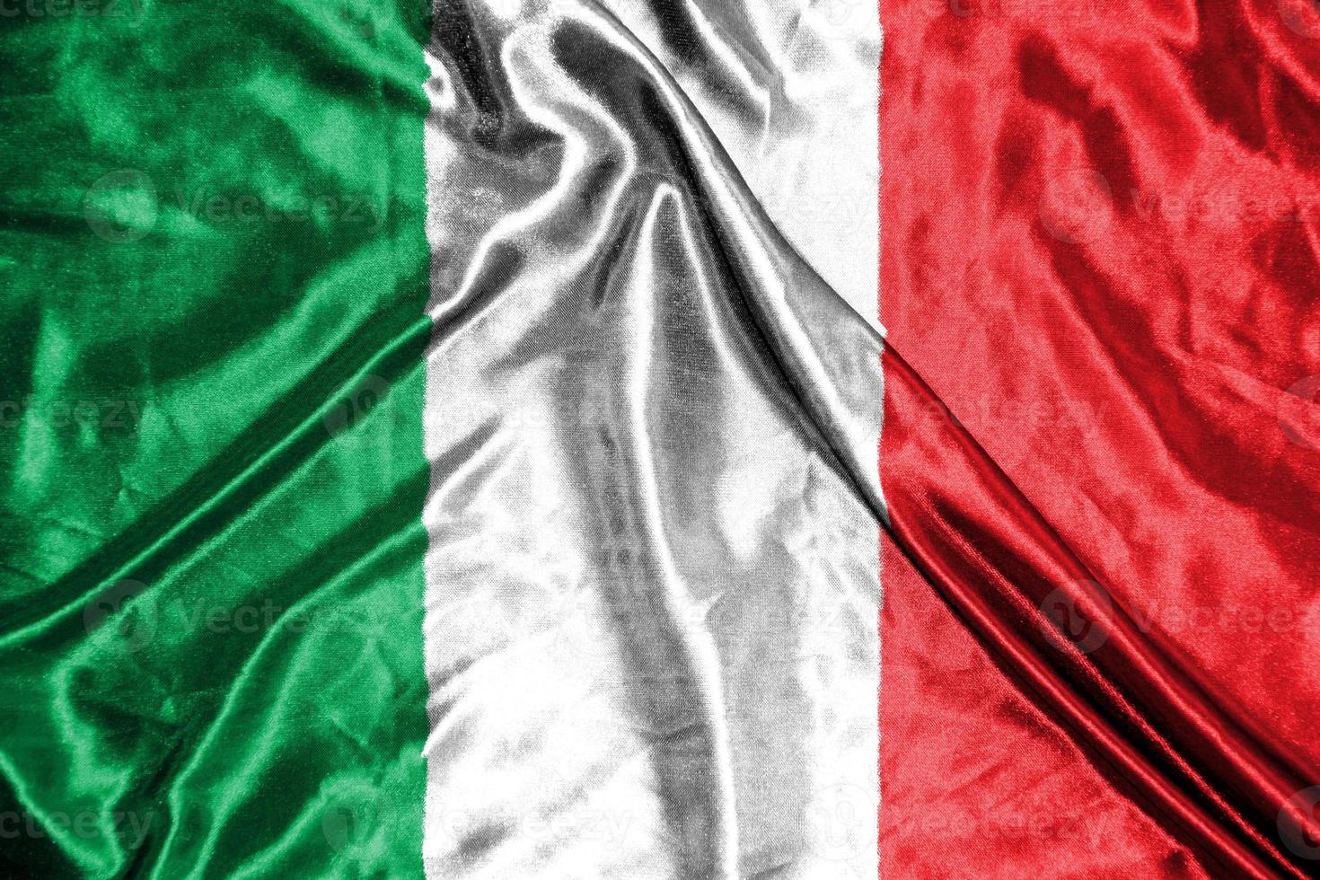 italienische Stoffflagge Satinfahne winkende Stoffstruktur der Flagge foto