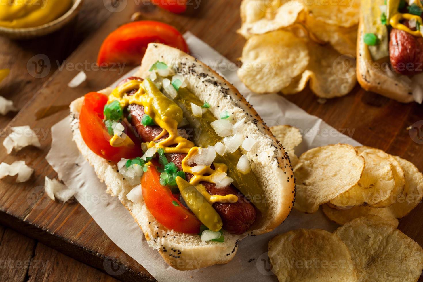 hausgemachter Hot Dog im Chicago-Stil foto