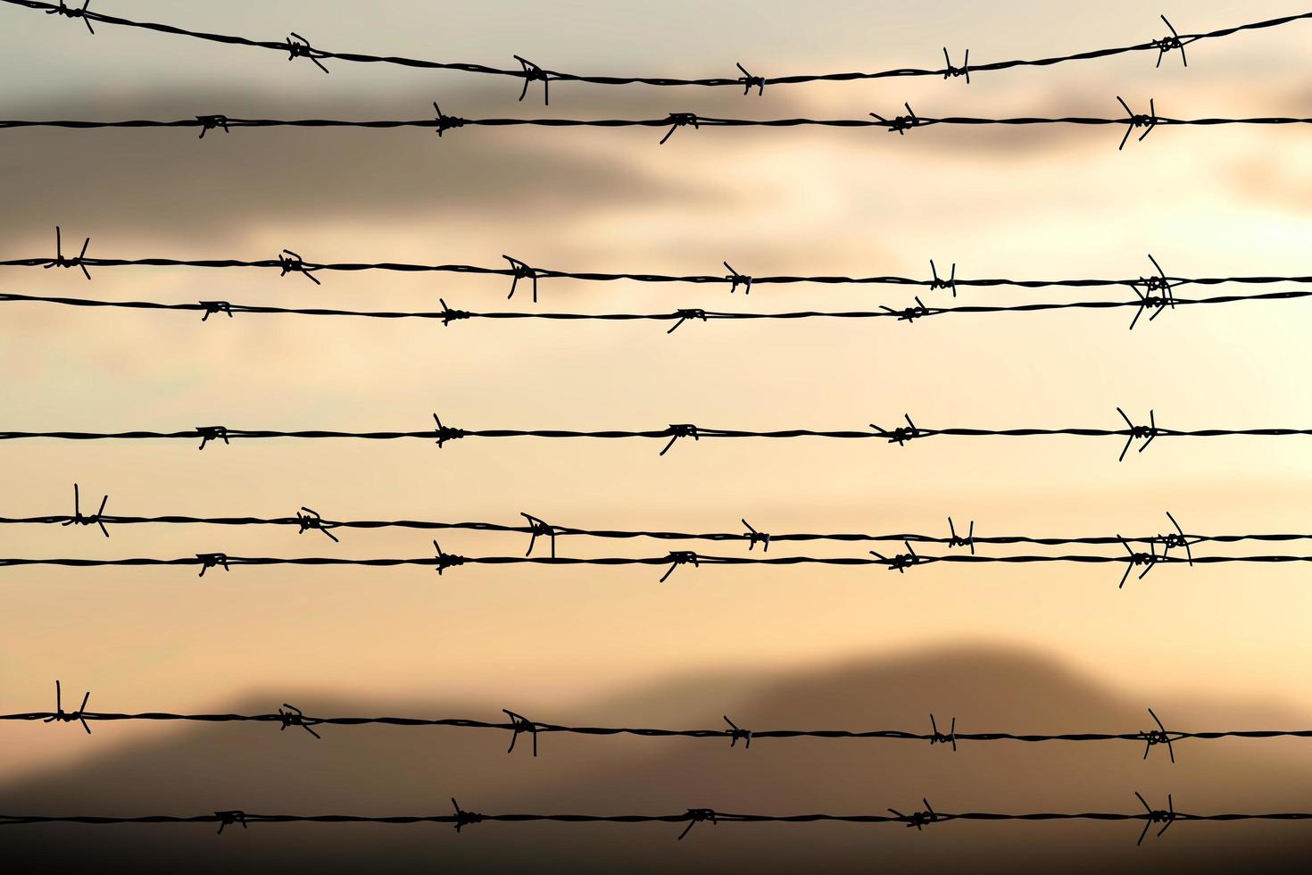 Stacheldraht Silhouette Sonnenuntergang Hintergrund foto