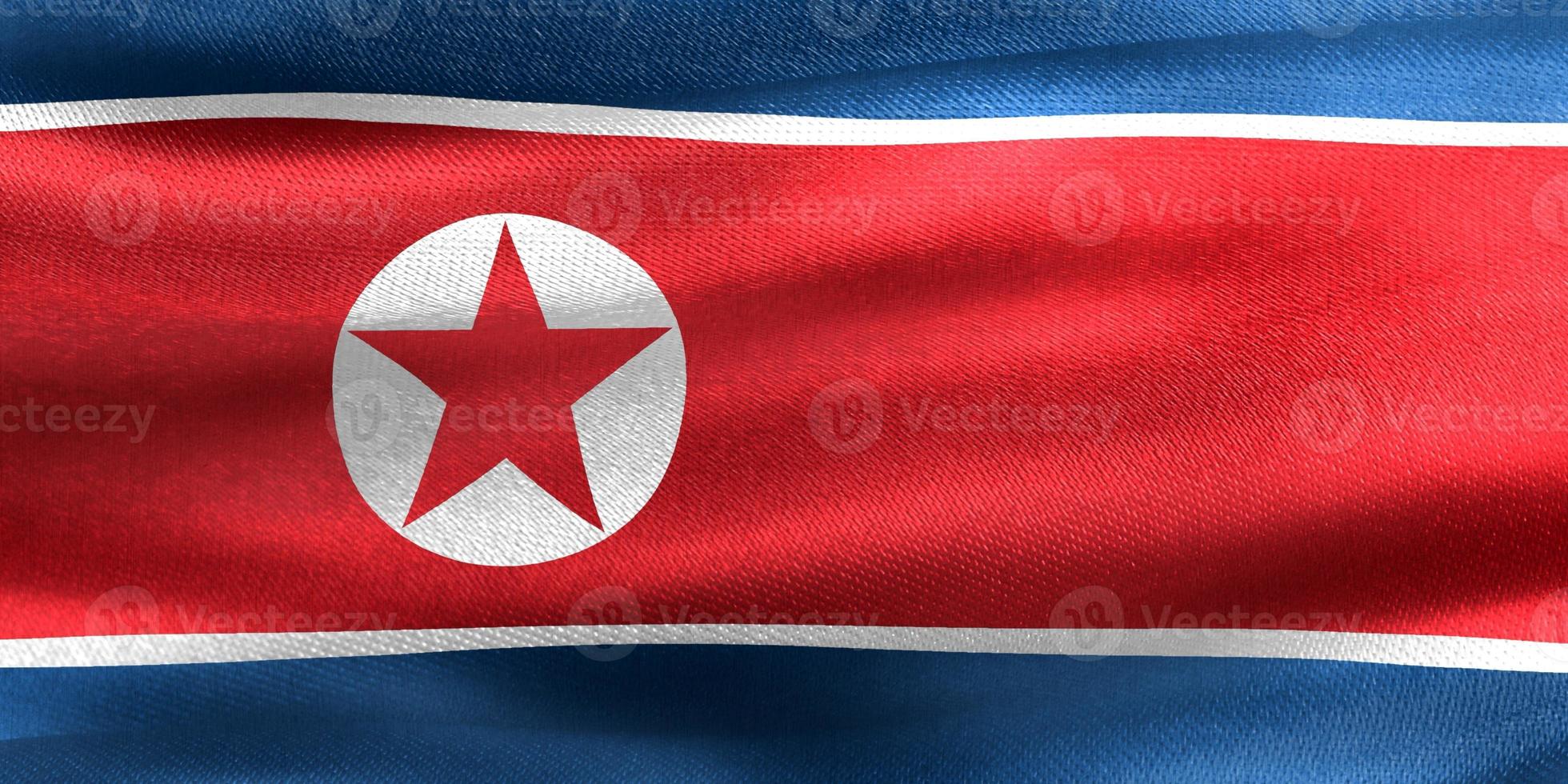 3D-Darstellung einer nordkoreanischen Flagge - realistische wehende Stoffflagge foto