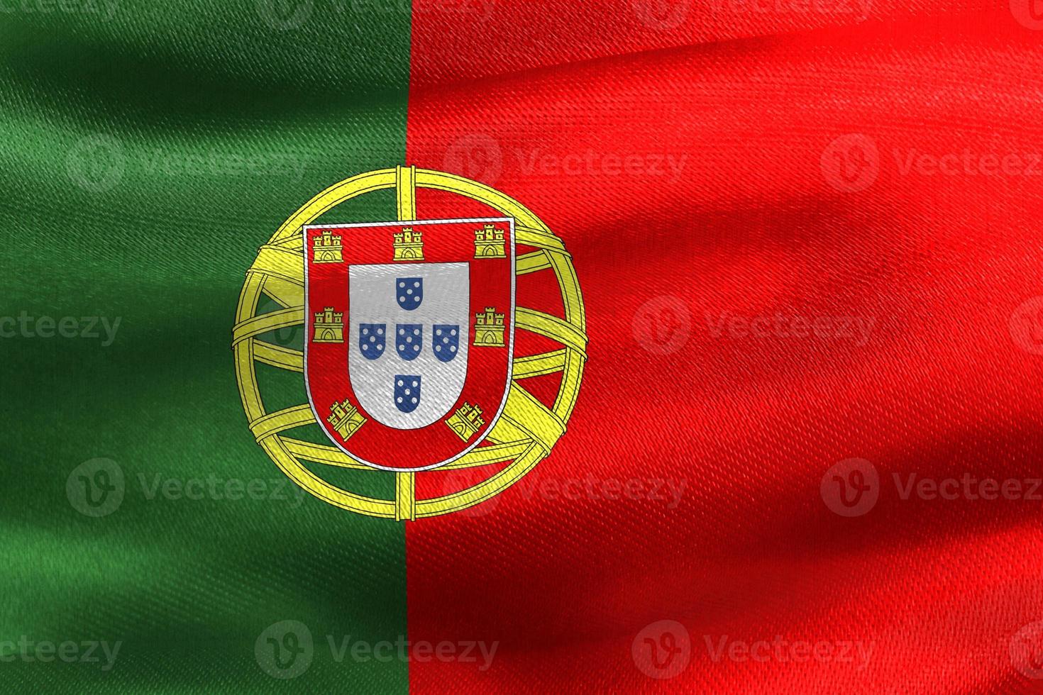 3D-Darstellung einer portugiesischen Flagge - realistische wehende Stoffflagge foto