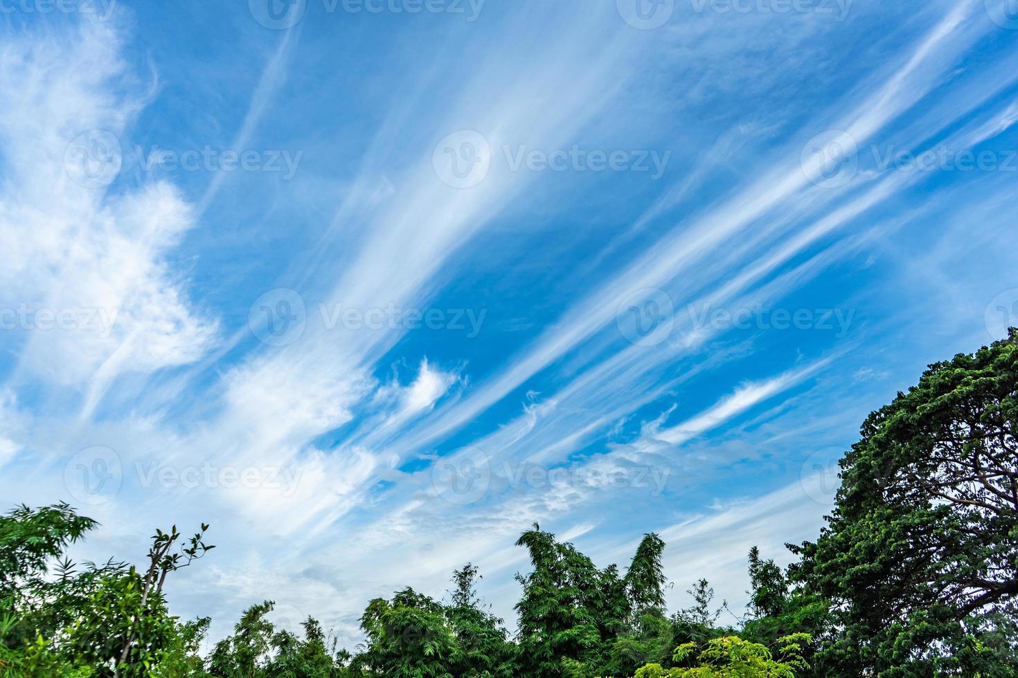 Himmel mit selten linienförmigen Wolken. foto