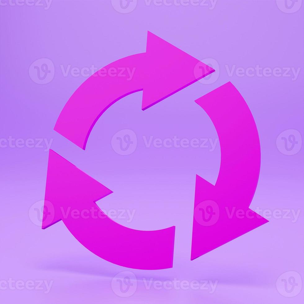 Recycling-Pfeil 3d render.3d-Pfeile im Kreis mit Schatten isoliert auf farbigem Hintergrund foto