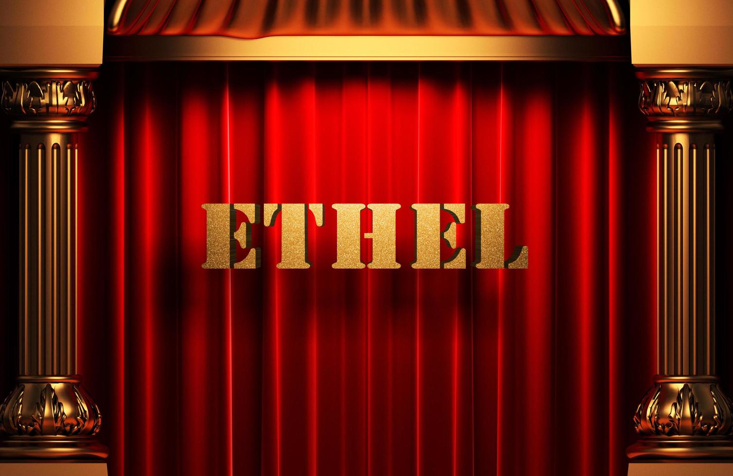 Ethel goldenes Wort auf rotem Vorhang foto