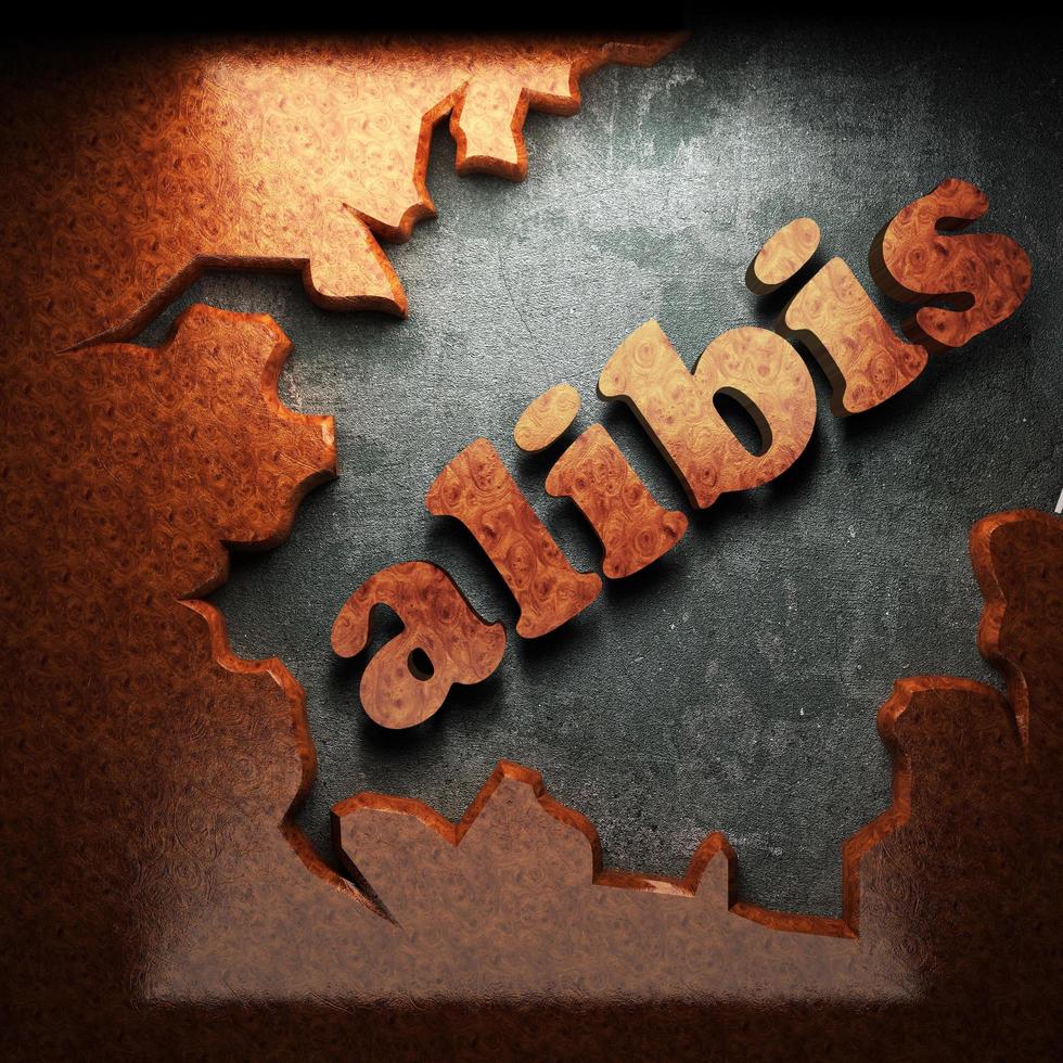 Alibis Wort aus Holz foto