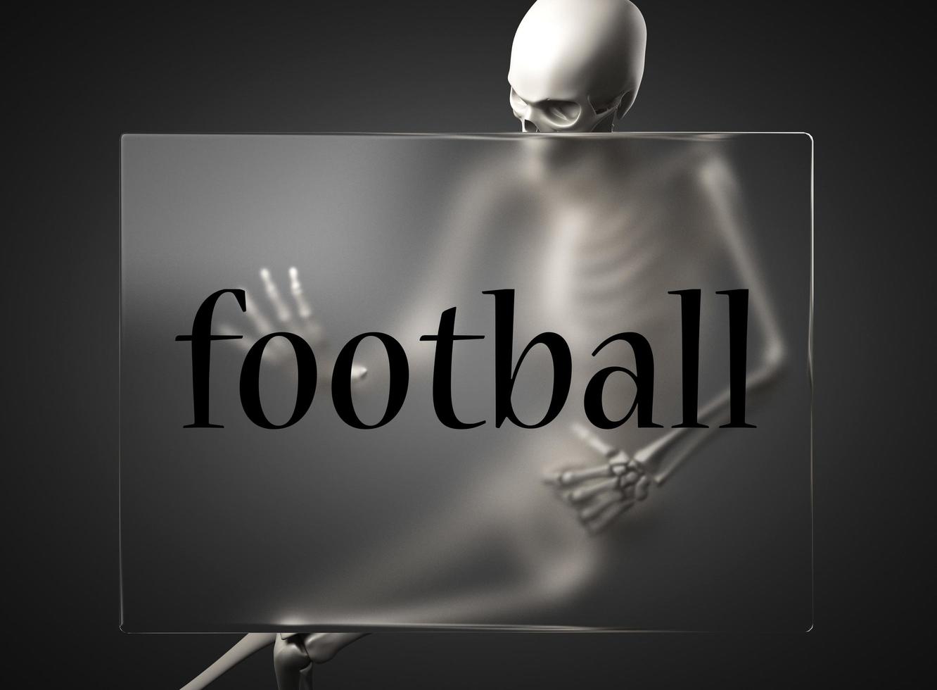 Fußballwort auf Glas und Skelett foto