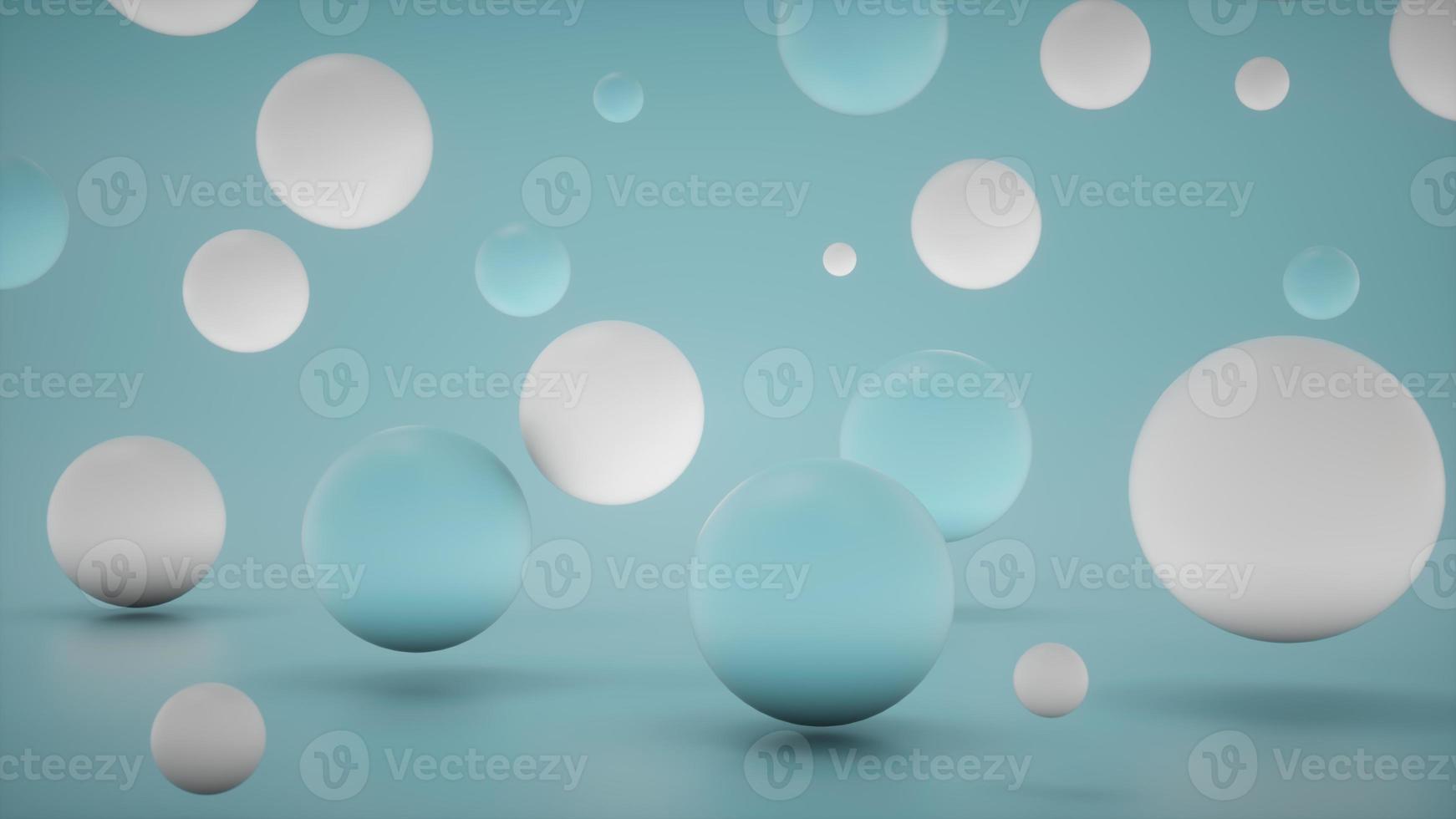 Hintergrund mit blauer und weißer Blasenparty. Hintergrund, Banner auf der Website. Kugel. 3D-Rendering foto