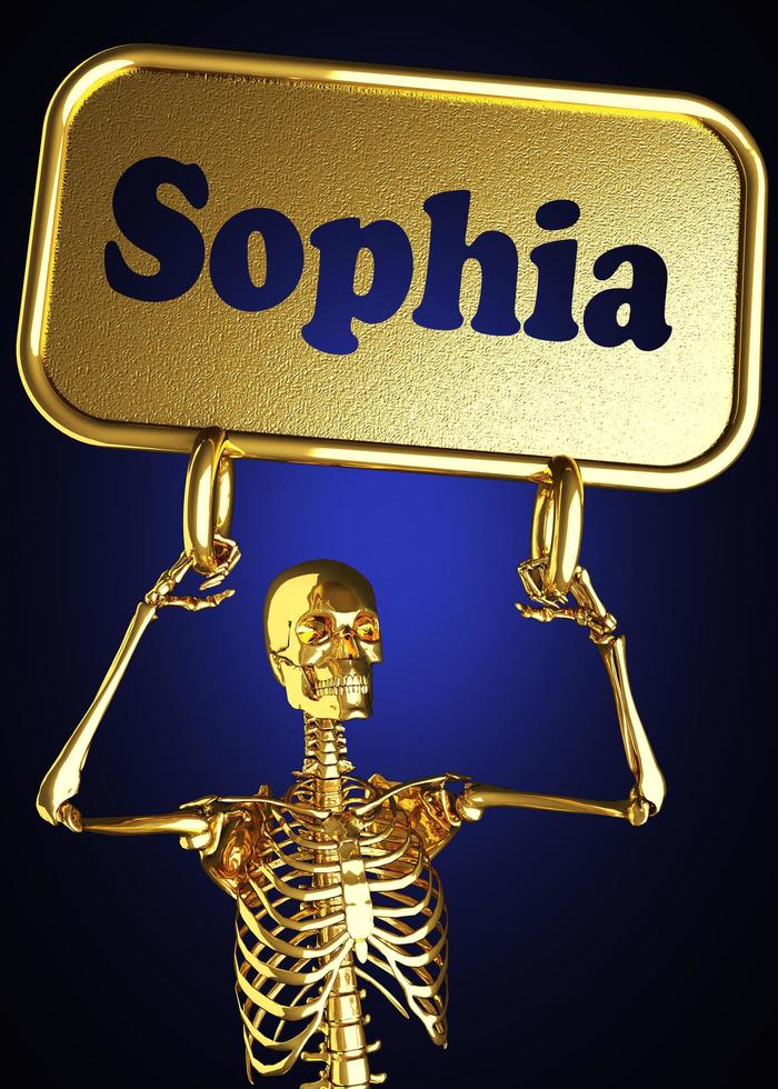 Sophia-Wort und goldenes Skelett foto