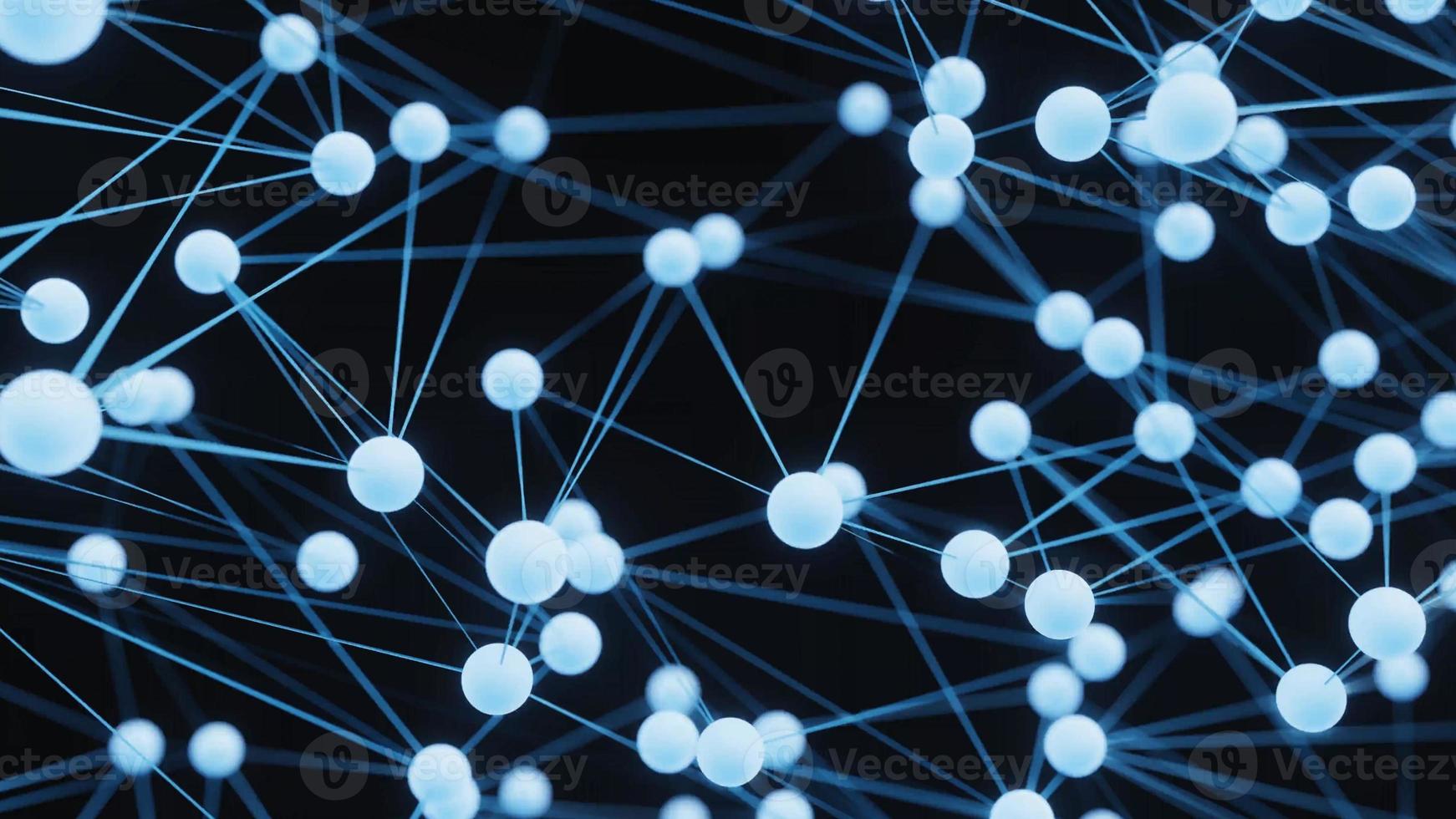 Chaotische Struktur Plexus Netzwerkknoten Mesh Hintergrund. Abstraktes und wissenschaftliches Technologiekonzept. 3D-Darstellungswiedergabe foto