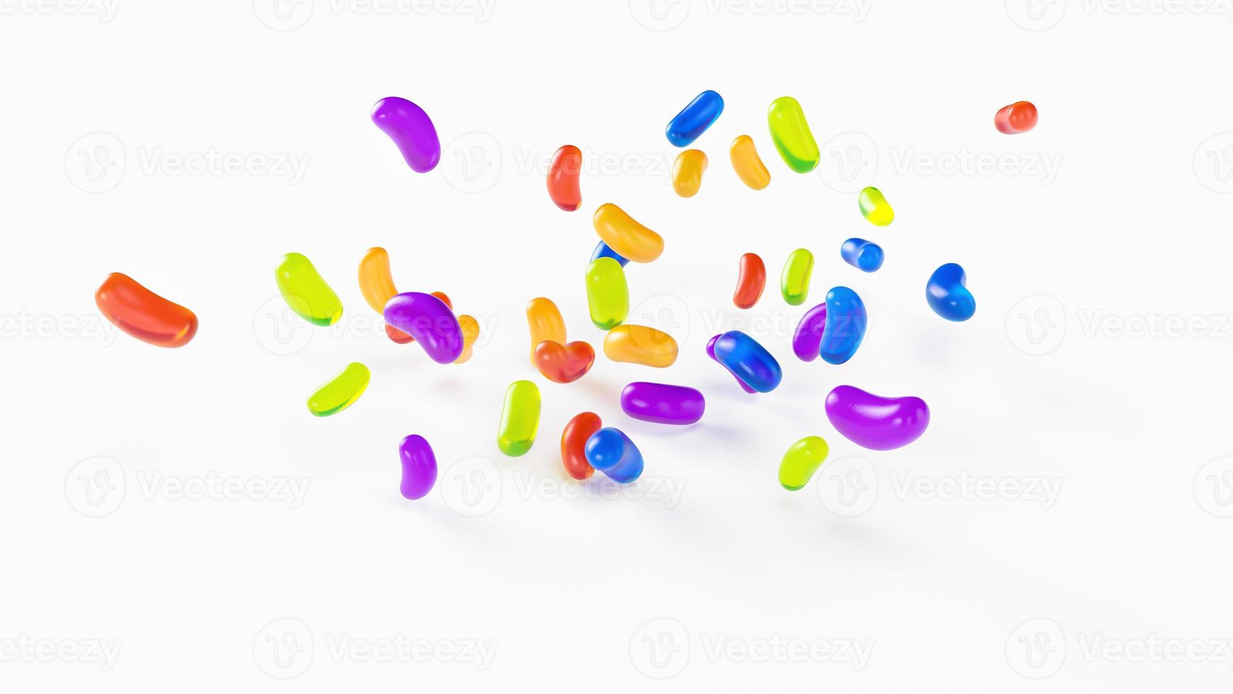 transparente Gummibärchen gesetzt. realistische Darstellung. gut für Verpackungsdesign Jellybeans isoliert auf weißem Hintergrund Haufen von leckeren hellen Jelly Beans Runde bunte 3D-Illustration3D-Darstellung 3D foto