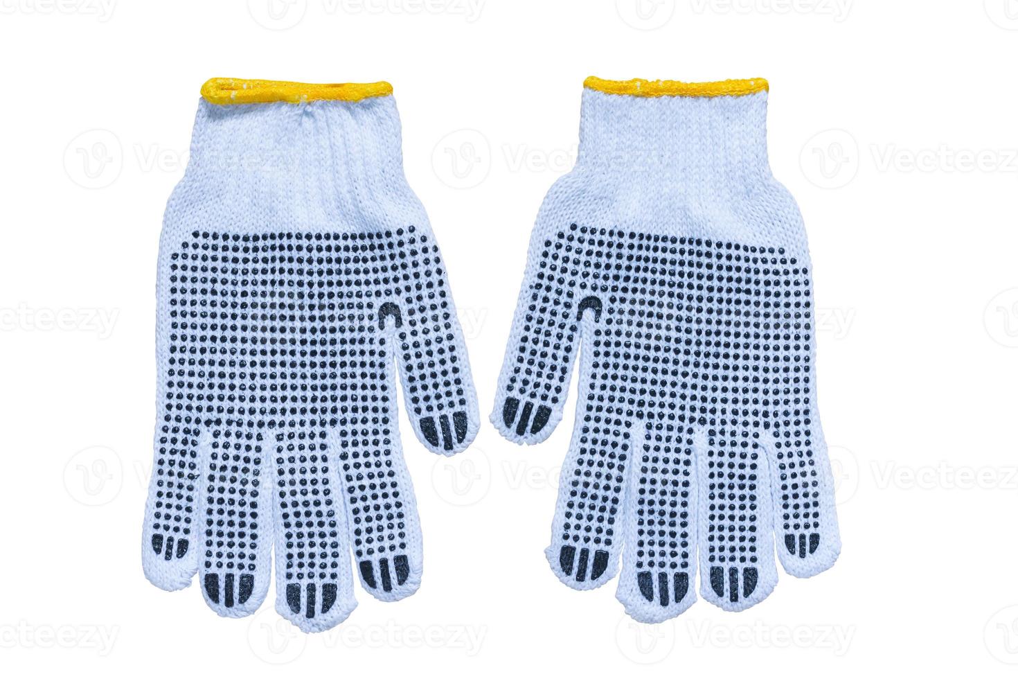 Handschuhe mit blauem Anti-Rutsch isoliert auf weißem Hintergrund., Beschneidungspfad enthalten foto