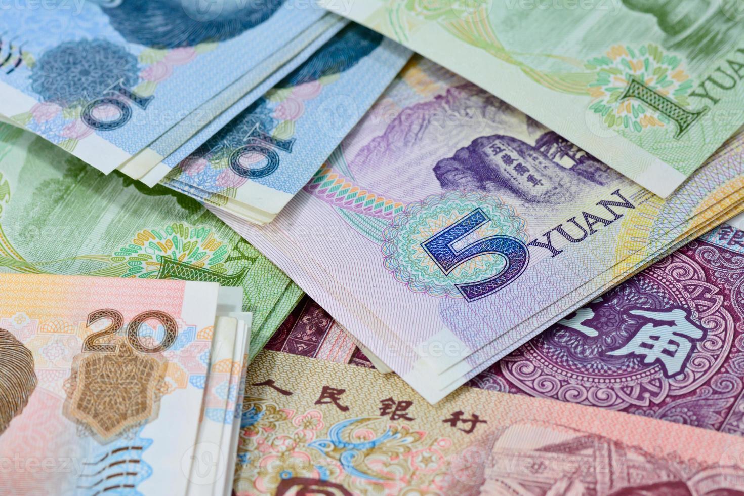 chinesische Yuan Banknoten (Renminbi) für Geld und Geschäftskonzept foto