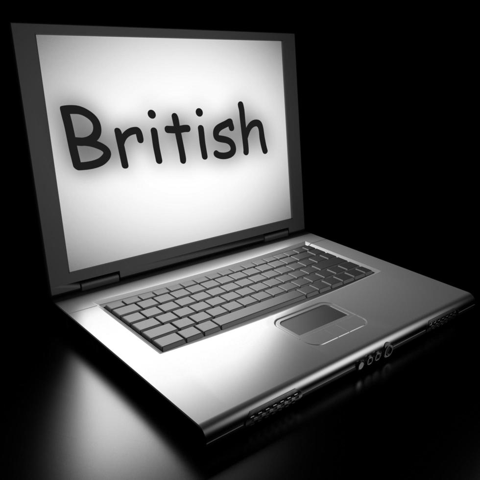 britisches Wort auf dem Laptop foto