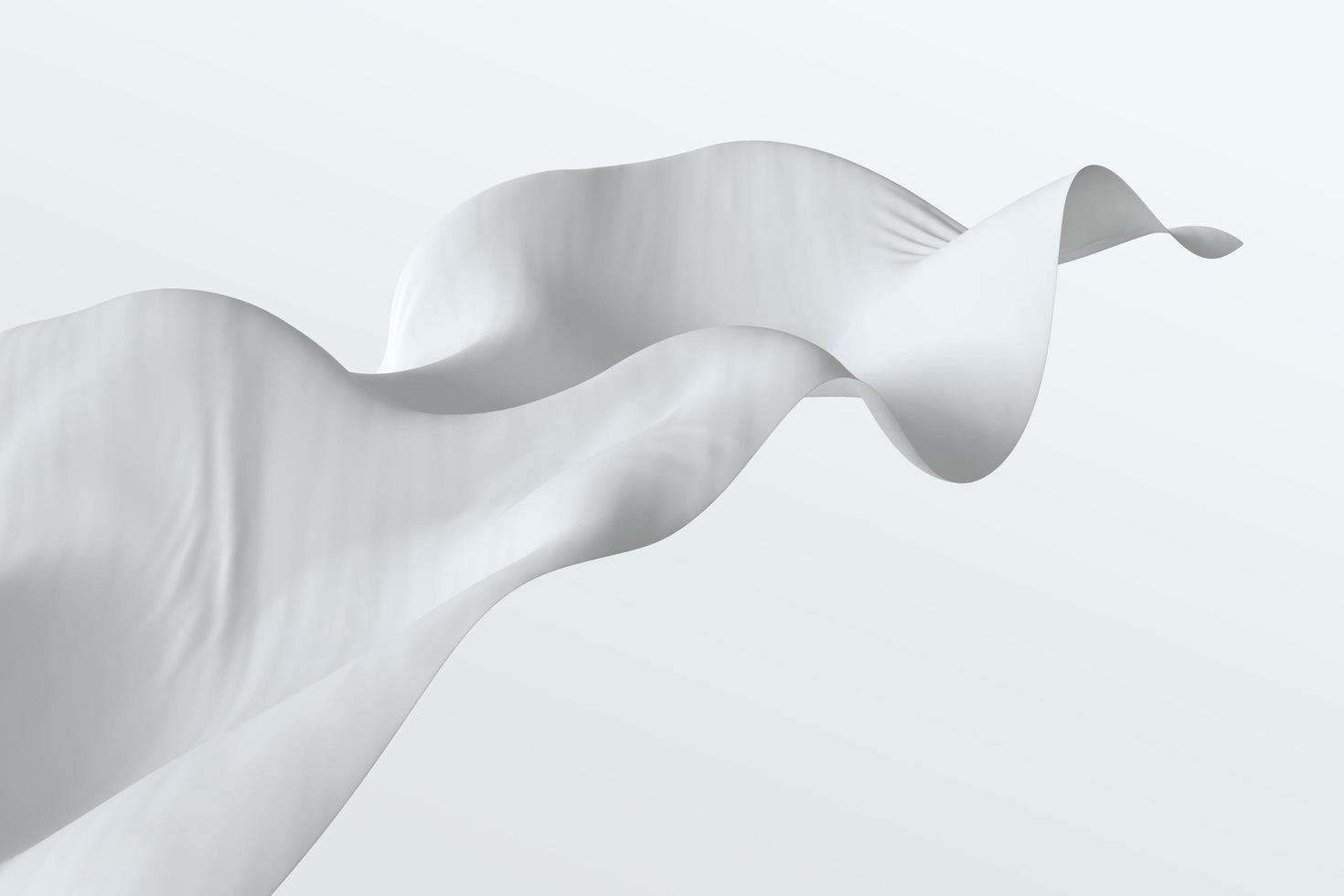 abstraktes seidiges Tuch aus weißem Satin für den Hintergrund. winken im wind 3d-illustration foto