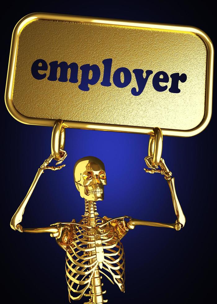 Arbeitgeberwort und goldenes Skelett foto