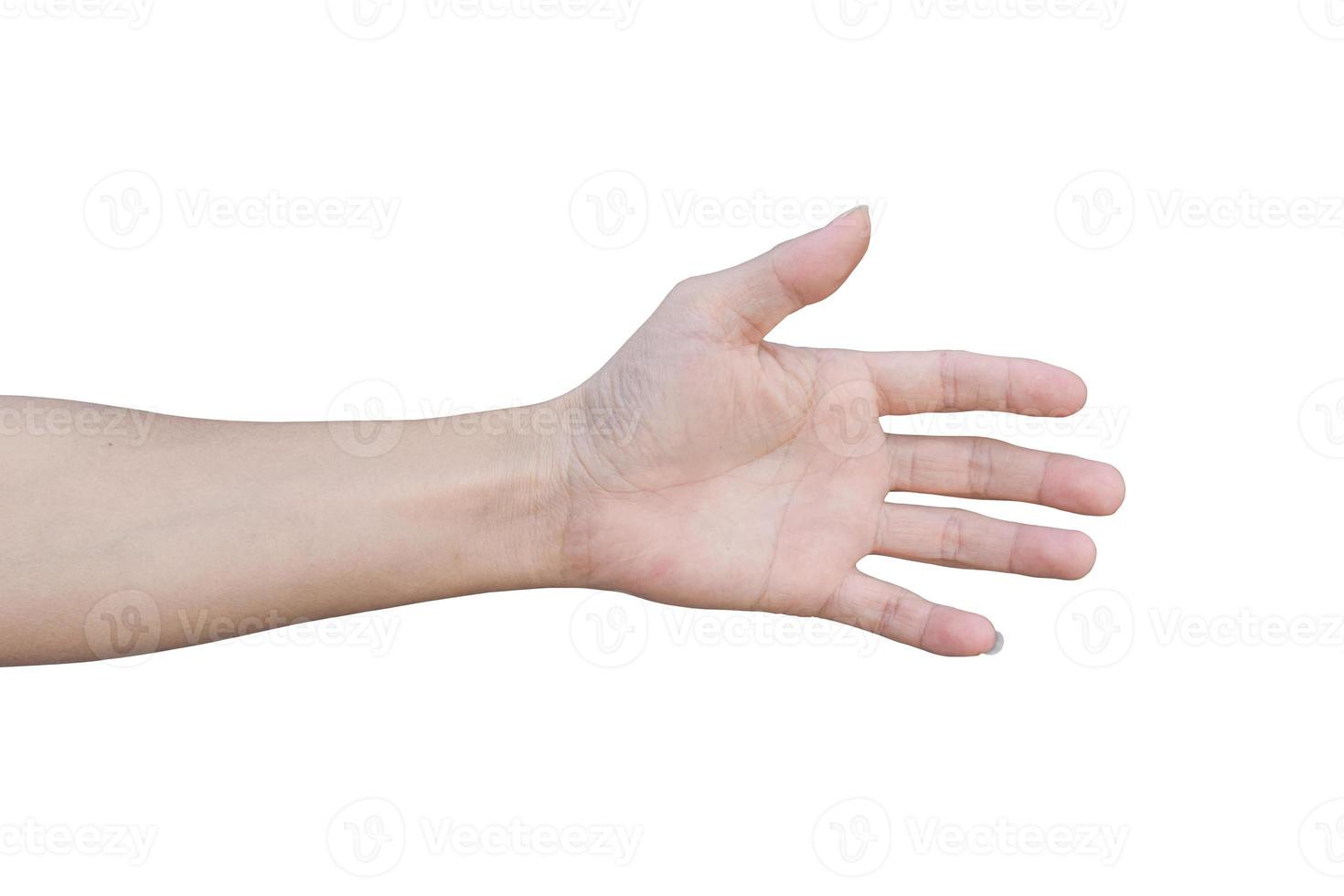 Handfläche isoliert auf weißem Hintergrund mit Beschneidungspfad. foto