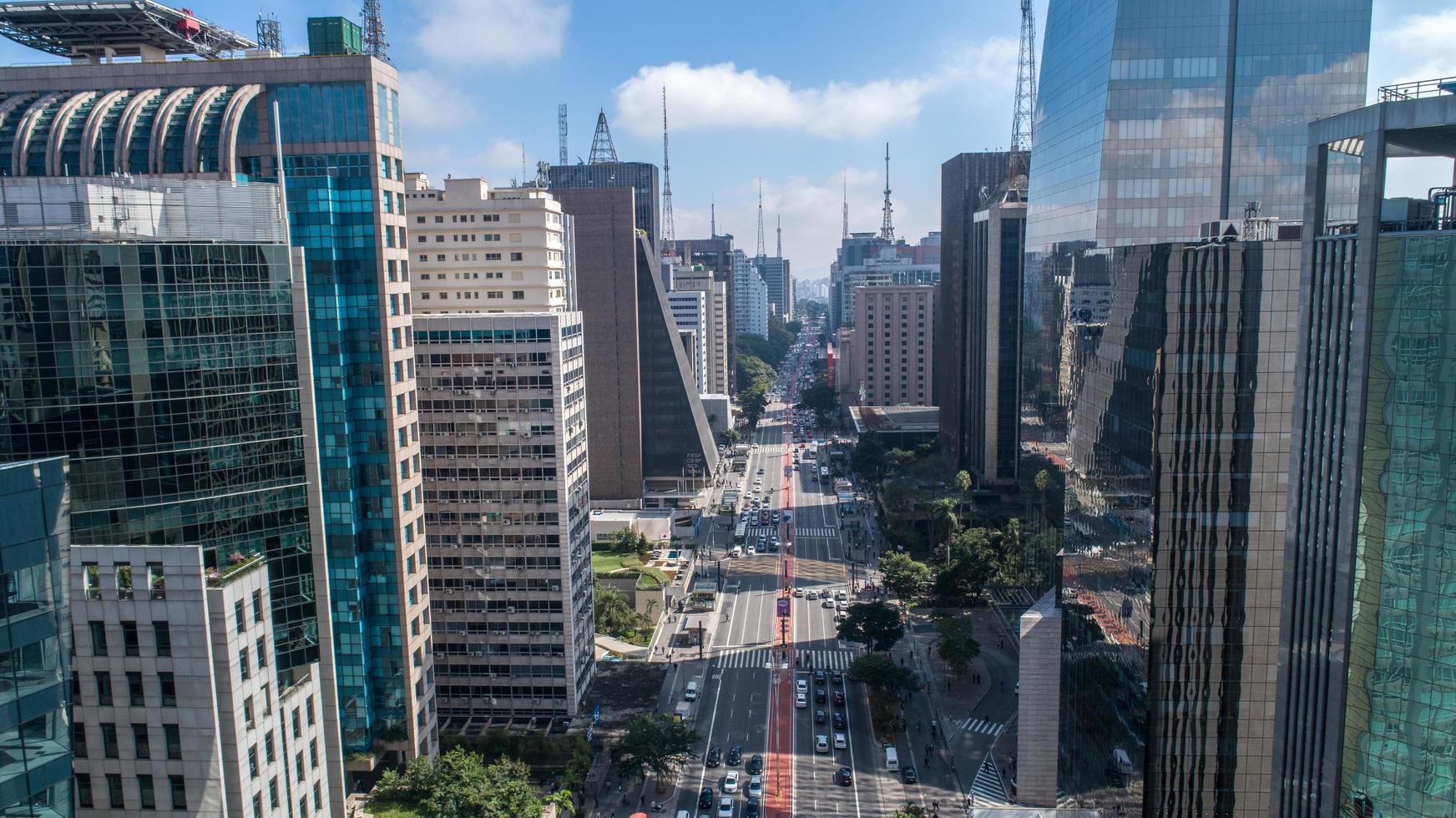Sao Paulo, Brasilien, Mai 2019 - Luftaufnahme der Avenida Paulista foto