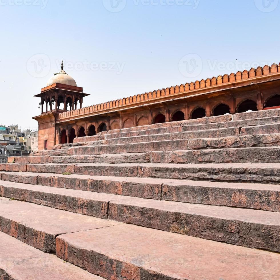 architektonisches detail der jama masjid moschee alt-delhi, indien, die spektakuläre architektur der großen freitagsmoschee jama masjid in delhi 6 während der ramzan-saison, die wichtigste moschee in indien foto