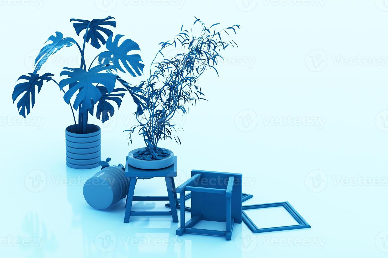 A4 umgedrehtes Papier mit schwarzer Zwischenablage, Topfpflanze, Kaktus, Rahmen und Stift auf pastellfarbenem Hintergrund. 3D-Rendering foto