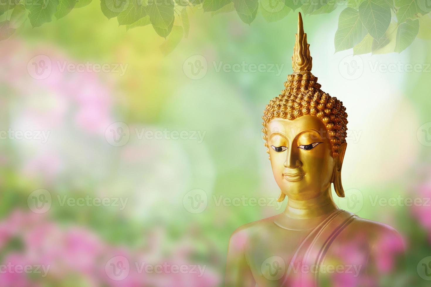 magha asha visakha bucha tag, goldenes buddha-bild. weiches Bild und weicher Fokusstil foto