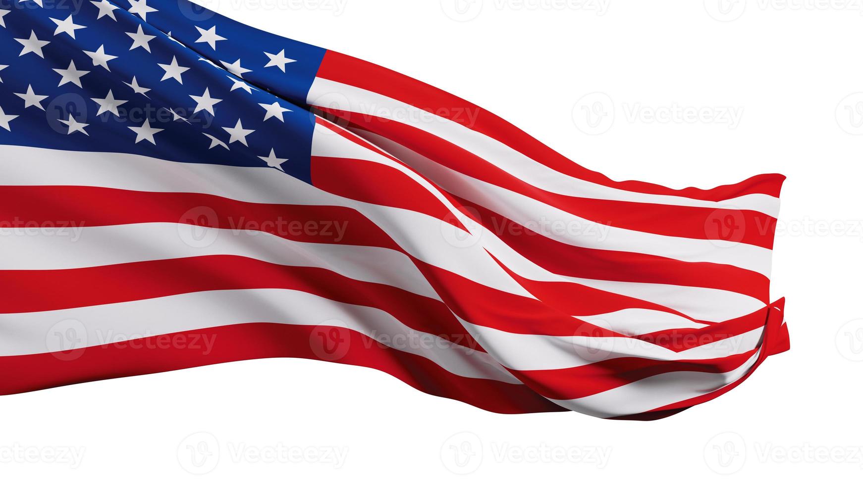 Usa oder amerikanische Flagge isoliert auf weißem Hintergrund 3D-Render foto