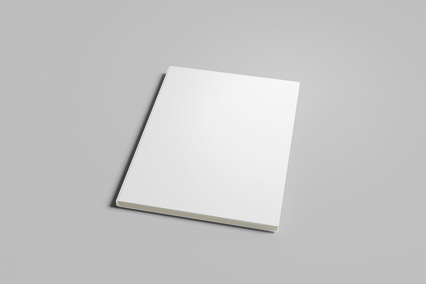 weißer realistischer leerer a4- und a5-katalog auf grauem hintergrund. 3D-Darstellung foto
