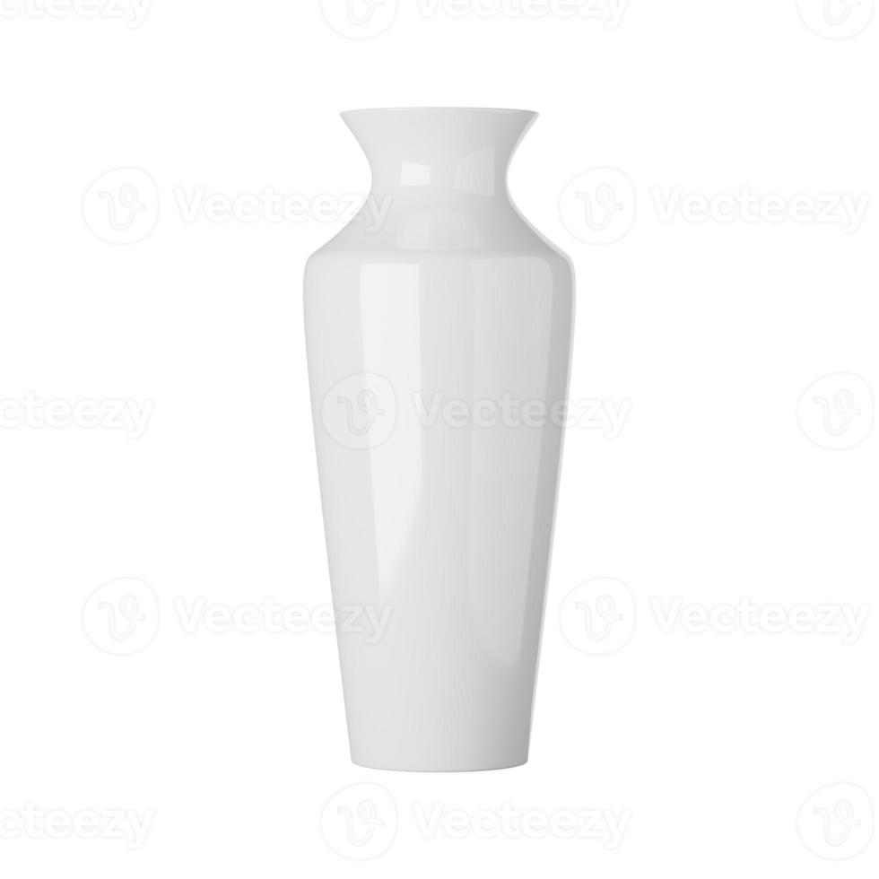 Weiße Keramikvase isoliert auf weißem Hintergrund, 3D-Rendering foto